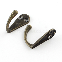 Alloy Wall Hook Hangers, Antique Bronze, 33x14x26mm, Hole: 2.5mm(IFIN-R203-75AB)