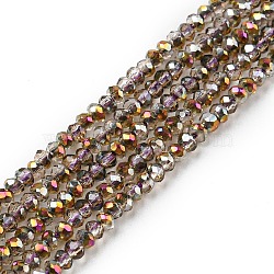 Electroplate Glass Beads Strands, Half Plated, Faceted, Rondelle, Rosy Brown, 2~2.3x1.7~1.9mm, Hole: 0.3mm, about 208~214pcs/strand, 14.06~14.33''(35.7~36.4cm)(EGLA-F149-HP-02)