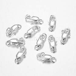 Brass Lobster Claw Clasps, Cadmium Free & Nickel Free & Lead Free, Silver Color Plated, 16x6mm, Hole: 2.5mm(X-KK-KK802-S-NR)