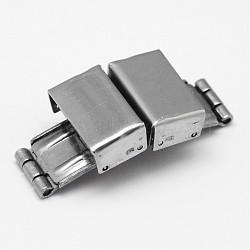 Tarnish Resistant Rectangle 201 Stainless Steel Watch Band Clasps, Stainless Steel Color, 34x15x8mm, Hole: 3x14mm(STAS-F067-05)