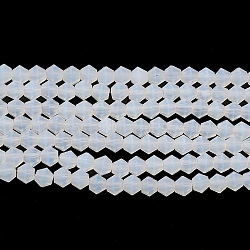 Imitation Jade Frosted Glass Bead Strands, Faceted, Bicone, Clear, 6x6mm, Hole: 1.2mm, about 45~47pcs/strand, 9.65~9.84 inch(24.5~25cm)(EGLA-A039-J6mm-MD05)