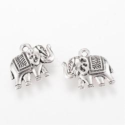Tibetan Style Alloy Pendants, Elephant, Cadmium Free & Lead Free, Antique Silver, 17x19x5mm, Hole: 2mm, about 285pcs/1000g(TIBEP-Q064-41AS-RS)