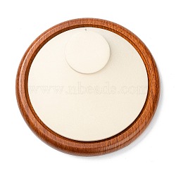 Flat Round Fashion Wood Jewelry Necklace Displays Tray, with Microfibre, Antique White, 23x5cm(ODIS-P008-12A)