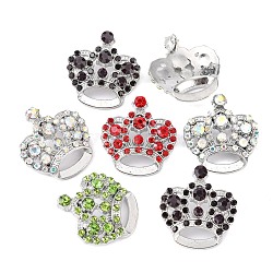 Rhinestone Pendants, Cadmium Free & Lead Free, with Alloy Findings, Crown, Mixed Color, 31x29x10mm, Hole: 3mm(RSB453-M)