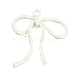 Baking Paint Alloy Pendants, Bowknot, White, 45x42x6mm, Hole: 3mm(FIND-G080-02A)