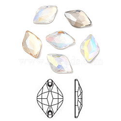 K9 Glass Rhinestone Cabochons, Flat Back & Back Plated, Faceted, Rhombus, Mixed Color, 18x11.5x3.5mm(RGLA-N002-10A)