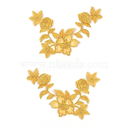 Computerized Embroidery Polyester Iron on/Sew on Patches, Costume Accessories, Appliques, Flower, Gold, 216x164x1.5mm(DIY-WH0223-32)