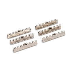 Iron Ribbon Crimp Ends, Platinum, 8x35mm, Hole: 1mm(E184Y)