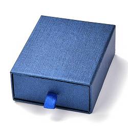 Rectangle Paper Drawer Box, with Black Sponge & Polyester Rope, for Bracelet and Rings, Dark Blue, 9.2x7.4x3.5cm(CON-J004-02A-02)