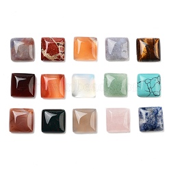 Gemstone Cabochons, Mixed Stone, Square, Mixed Color, 16x16x6mm(G-S051-2)