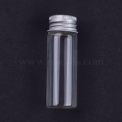 Empty Glass Bead Storage Tubes, with Platinum Plated Screw Aluminum Cap and Silicone Stopper, Column, Clear, 5x2.2cm, Capacity: 10ml(AJEW-WH0035-01-10ml)