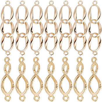 20Pcs 2 Styles Brass Connector Charms, Twist Oval & Infinity, Real 18K Gold Plated, 21~29x6~6.5x1~3.5mm, 10pcs/style