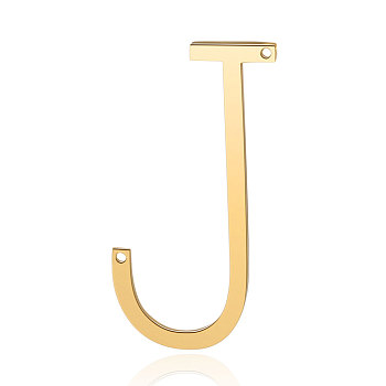 201 Stainless Steel Links connectors, Letter, Golden, Letter.J, 37x19x1mm, Hole: 1mm
