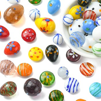 Display Decorations, Round and Oval Shape, Mixed Color, 16~36x9.5~25.5mm, 43pcs/500g