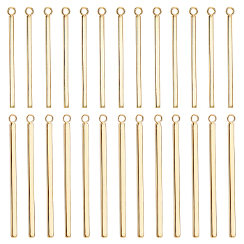 24Pcs 2 Styles 304 Stainless Steel Pendants, Bar, Golden, 33~43x1.5~2x1.5~2mm, Hole: 1.8~2mm, 12pcs/style