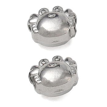 304 Stainless Steel Beads, Crab, Stainless Steel Color, 5.5x7x4.5mm, Hole: 1.5mm