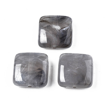 Acrylic Beads, Imitation Gemstone Style, Square, Gray, 20x20x9mm, Hole: 1.6mm, about 150pcs/500g