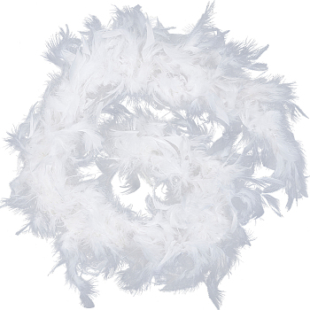 Turkey Feathers Fluff Boa for Dancing, Wedding, Crafting Party Dress Up, Halloween Costume Decoration, Dyed, White, 210x15.5~21cm