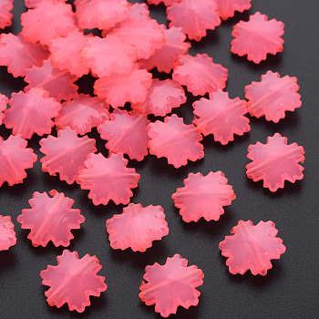 Imitation Jelly Acrylic Beads, Faceted, Snowflake, Hot Pink, 15x14x6mm, Hole: 1.6mm, about 970pcs/500g