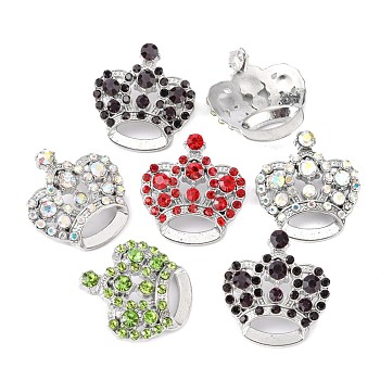 Rhinestone Pendants, Cadmium Free & Lead Free, with Alloy Findings, Crown, Mixed Color, 31x29x10mm, Hole: 3mm