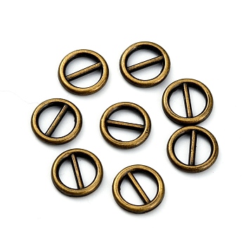 Alloy Slide Buckles, Flat Round, Antique Bronze, 8x1mm