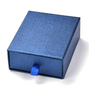 Rectangle Paper Drawer Box, with Black Sponge & Polyester Rope, for Bracelet and Rings, Dark Blue, 9.2x7.4x3.5cm