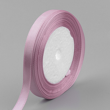 High Dense Single Face Satin Ribbon, Polyester Ribbons, Pale Violet Red, 1/4 inch(6~7mm), about 25yards/roll, 10rolls/group, about 250yards/group(228.6m/group)