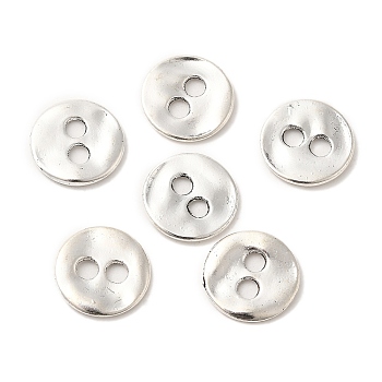 Lead Free Antique Silver Tibetan Style Flat Round Buttons, 13x2mm, Hole: 2.5mm