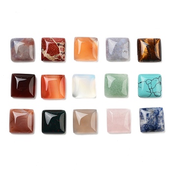 Gemstone Cabochons, Mixed Stone, Square, Mixed Color, 16x16x6mm