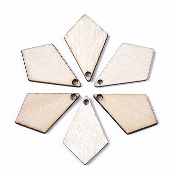 Unfinished Natural Poplar Wood Pendants, Laser Cut Wood Shapes, Undyed, Kite, Antique White, 24x15.5x1.5mm, Hole: 1.6mm