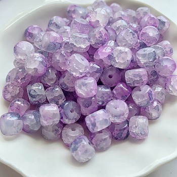 Transparent Crackle Glass Beads Strand, Column, Purple, 8x6mm, Hole: 1.6mm, about 20pcs/set