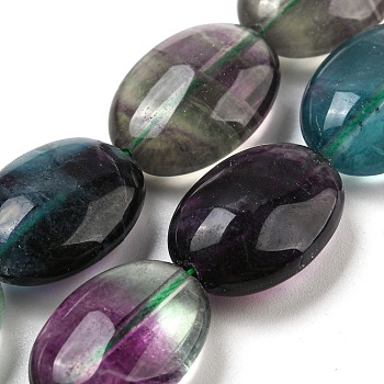 Natural Fluorite Beads Strands, Oval, 18x13x7~7.5mm, Hole: 1mm, about 22pcs/strand, 15.5 inch(39.5cm)
