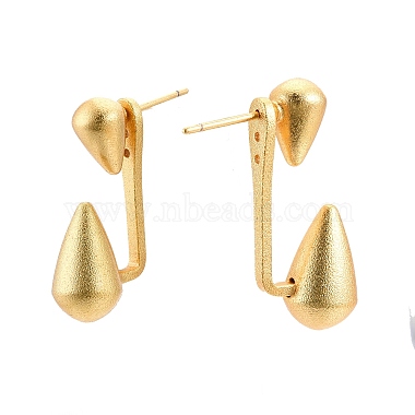 Rack Plating Brass Teardrop Front Back Stud Earrings for Women(EJEW-G321-15MG)-2