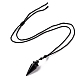 Gemstone Cone Pendant Necklace with Nylon Cord for Women(G-A210-05)-3