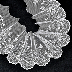 Polyester Lace Trims, Flower Lace Ribbon for Sewing and Art Craft Projects, White, 4-1/2 inch(113mm), about 10.00 Yards(9.14m)/Set(SRIB-WR0001-15B)