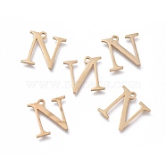 304 Stainless Steel Charms, Greek Alphabet, Golden, Letter.N, 13x13x1mm, Hole: 1.2mm(STAS-K215-04G)