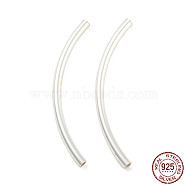 925 Sterling Silver Tube Beads, Curved Tube, Silver, 35.5x8.5x2mm, Hole: 1.4mm(STER-Q191-03A-S)