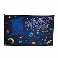Constellation/Zodiac Sign Polyester Hanging Wall Tapestry, for Home Birthday Decoration, Blue, Gemini, 180x114x0.21cm, Hole: 9.8mm(AJEW-H108-C02)