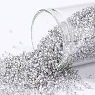 TOHO Round Seed Beads, Japanese Seed Beads, (261) Inside Color AB Crystal/Gray Lined, 15/0, 1.5mm, Hole: 0.7mm, about 3000pcs/10g(X-SEED-TR15-0261)
