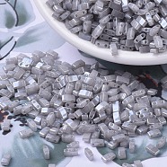 MIYUKI Half TILA Beads, Japanese Seed Beads, 2 Hole, (HTL526) Silver Gray Ceylon, 5x2.3x1.9mm, Hole: 0.8mm, about 2500pcs/100g(SEED-J020-HTL0526)