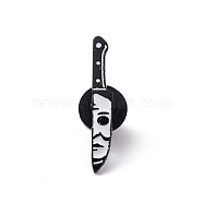 Knife with Skull Alloy Brooch for Backpack Clothes, White, 30x5x1.5mm, Pin: 1.2mm(JEWB-M024-05B-C)