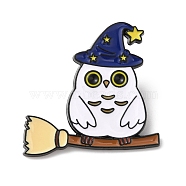 Halloween Alloy Enamel Brooch for Backpack Clothing, Owl, 34.5x32x2mm(JEWB-D015-01C-EB)