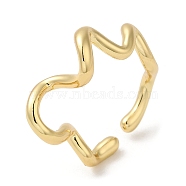 Brass Open Cuff Rings, Wave Ring for Women, Real 18K Gold Plated, 3~10mm, Inner Diameter: 19x21mm(RJEW-Q778-20G)