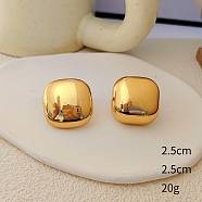 Square Alloy Stud Earrings, Golden, 25x25mm(WG64463-13)