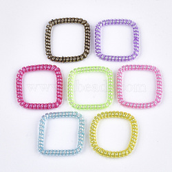 Plastic Telephone Cord Elastic Hair Ties, Ponytail Holder, Square, Mixed Color, 42~45x42~45x6mm(OHAR-T006-47)