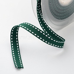 Grosgrain Polyester Ribbons for Gift Packings, Green, 3/8 inch(9mm), about 100yards/roll(91.44m/roll)(SRIB-I001-009-587W)