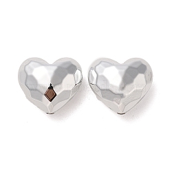 CCB Plastic Beads, Faceted Heart, Platinum, 17x19x11.5mm, Hole: 2mm(CCB-B003-02P)