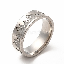 201 Stainless Steel Grooved Finger Ring Settings, for Enamel, Stainless Steel Color, Inner Diameter: 21mm(STAS-P323-07P)
