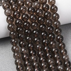 Natural Smoky Quartz Round Beads Strands, 6mm, Hole: 1mm, about 61pcs/strand, 15 inch(X-G-E329-6mm-38B)