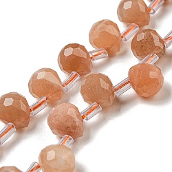 Natural Sunstone Beads Strands, Faceted, Top Drilled, Teardrop, 10x8mm, Hole: 1mm, about 38pcs/strand, 15.55~16.142''(39.5~41cm)(G-H297-B14-02)